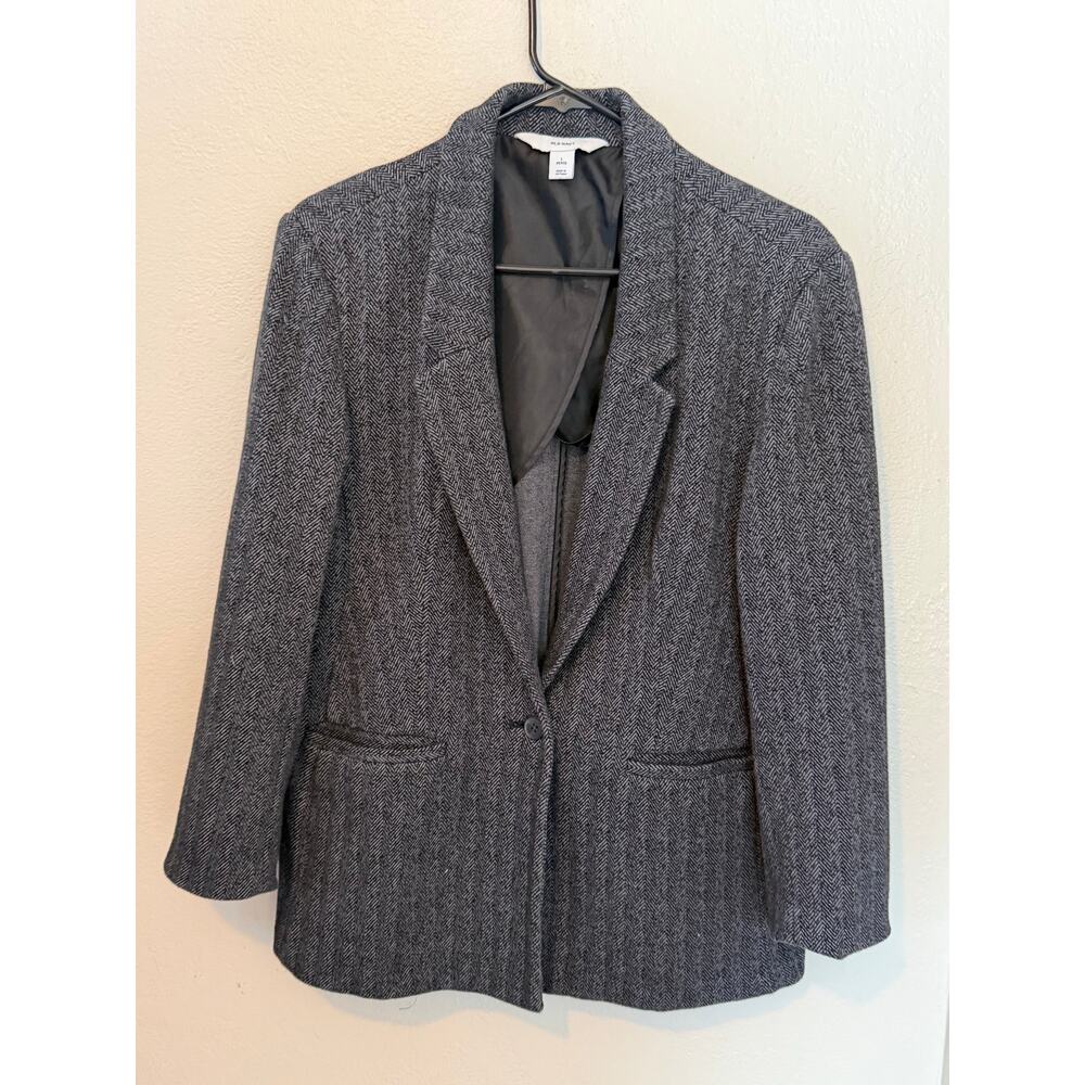 Women's Old Navy Thick Black Gray Blazer Jacket Coat Size Large Petite
